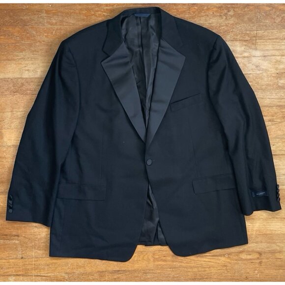Burberry Tuxedo Blazer Size 46R NWT Black Wool Satin Blazer Sport Coat Jacket - Picture 1 of 7